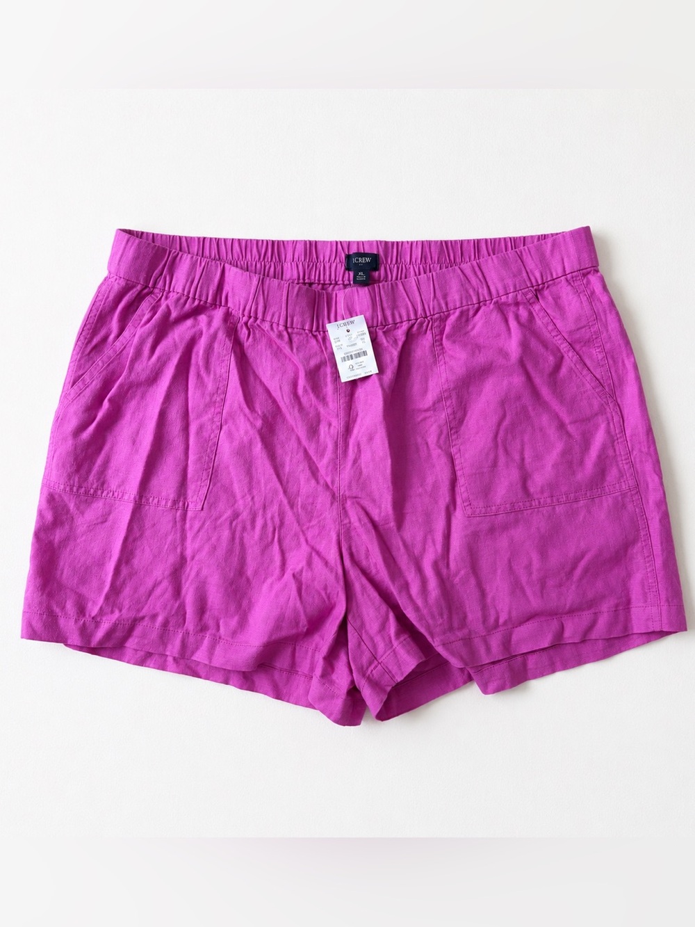 J.Crew Linen Blend Pull On Shorts XL Pink Elastic Waist Casual Summer NWT Barbie - Picture 6 of 6